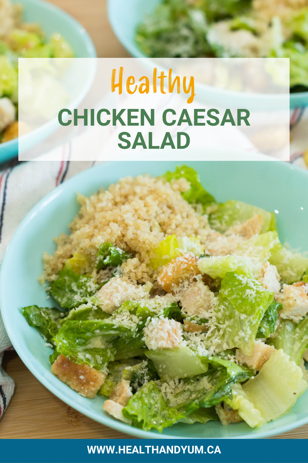 Chicken Caesar Salad, summer cold side dish, Easy Summer side dishes, Grilled chicken caesar salad, Gluten free recipes, Health & Yum food blog, Canadian food blogger, healthy meals for brain, healthy caesar salad recipe